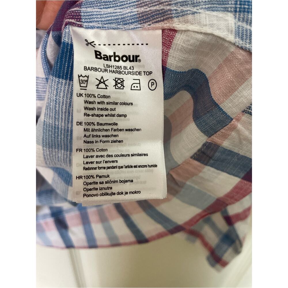 Barbour Harbourside Plaid Blouse Tie Hem Cotton Top NWT Sz 8 - Picture 10 of 10
